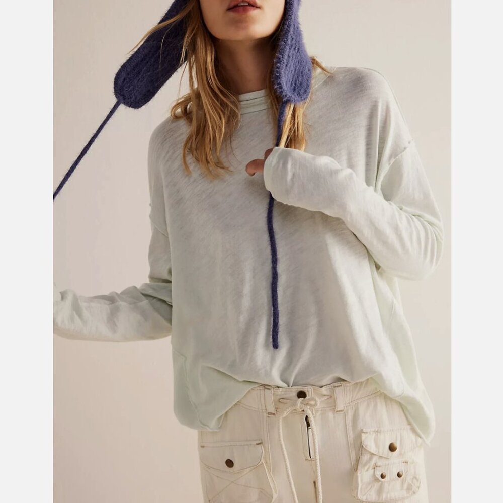 Free People We The Free Opal Blue Long Sleeve Regan Tee